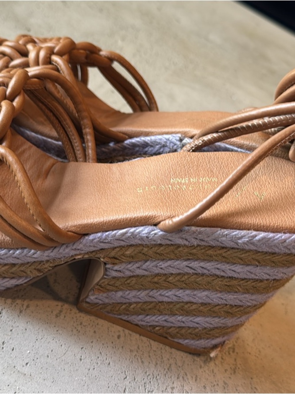 Anthropologie Braided Espadrille Wedge Sandals in Tan and Light Gray - Picture 2 of 5